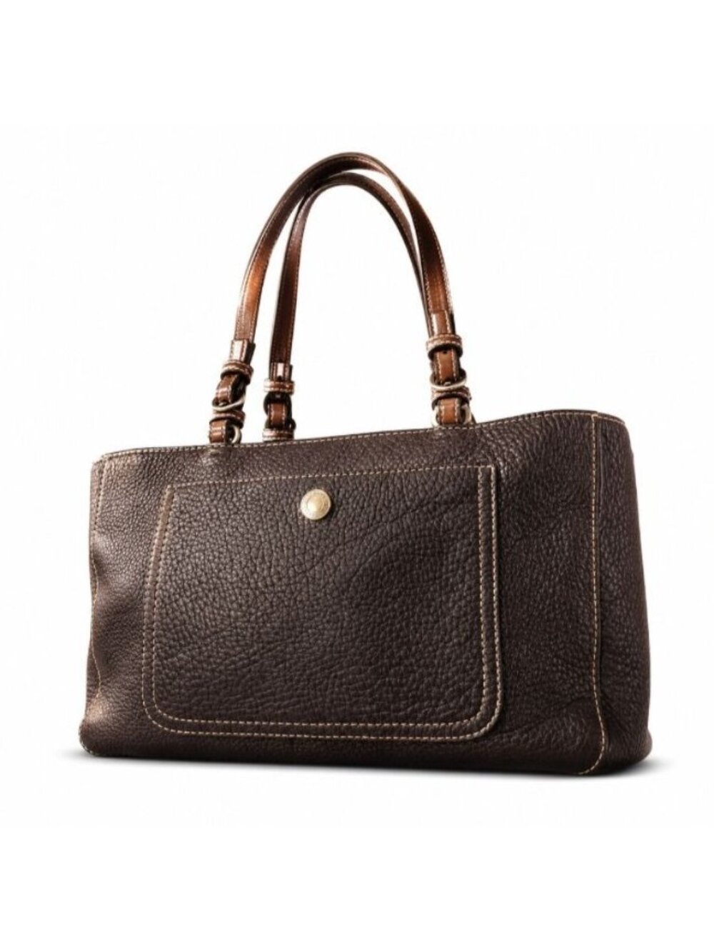 Vintage Coach Chelsea Brown Pebbled Leather Tote East West Shoulder F10892 COA